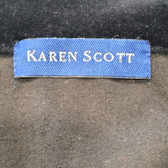 XL Vtg Karen Scott Cotton Blend Poinsetta Embroidered Velour Cardigan Sweater - Picture 8 of 8